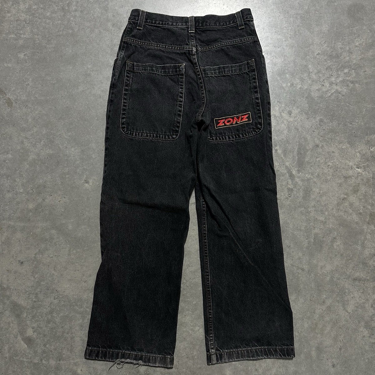 ジ*ノ様 デニム　超極太　bboy sk8 00s jnco y2k south VTG Zonz Jeans Mens 28x27 Black Wide Leg Baggy Skater Y2K 90s JNCO