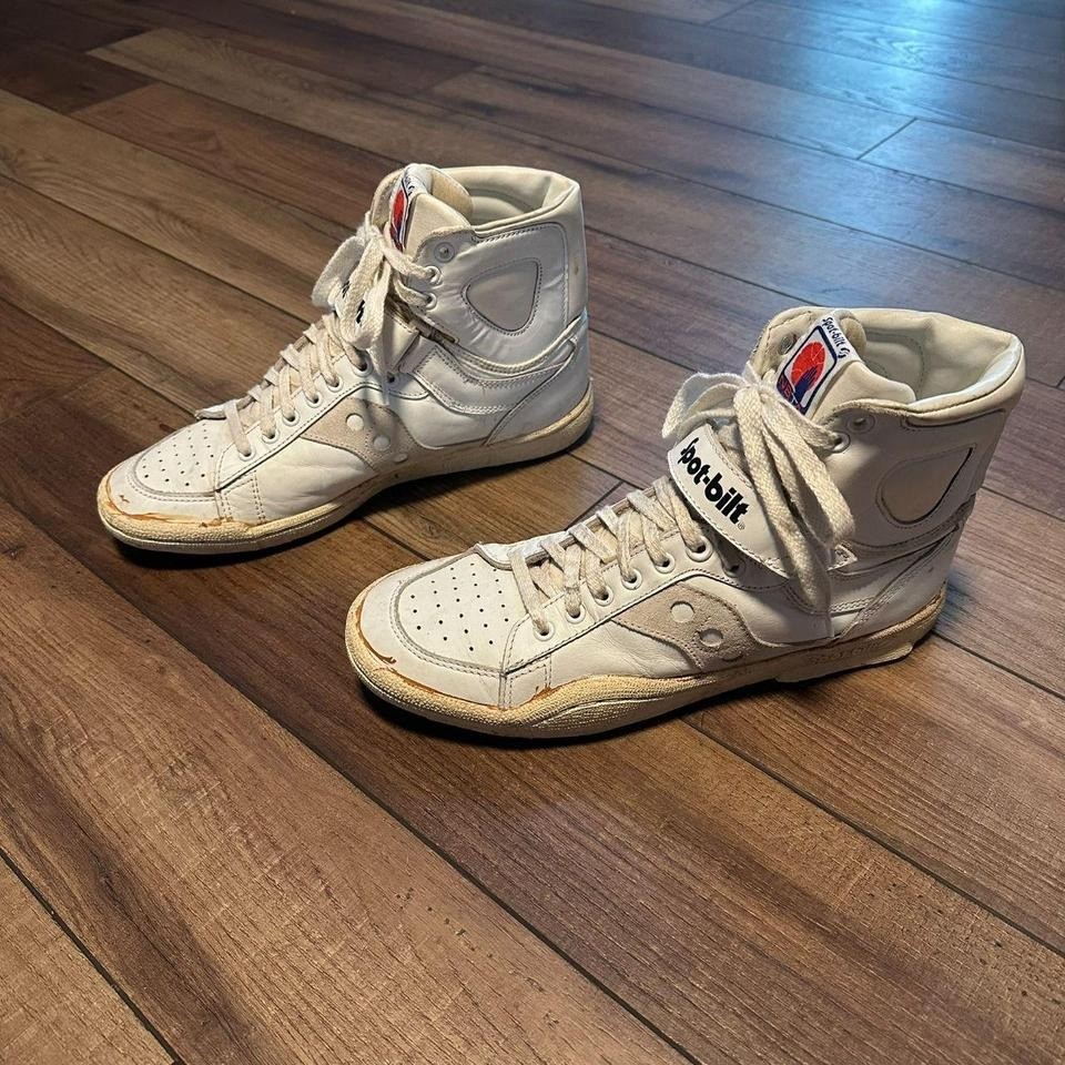 Rare Vintage Spot-Bilt NBTA Basketball Shoes Men's US 11 White High Top NBA