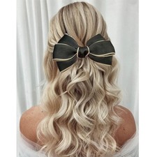 Sttiafay Large Hair Bow Clip Black Fabric Bow Hair Barrette Big Satin Bow Kno...