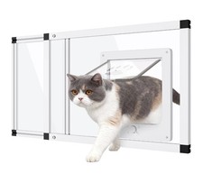 Sliding Cat Door Insert For Window, Expands 22"-28.5", Aluminum, Easy Install