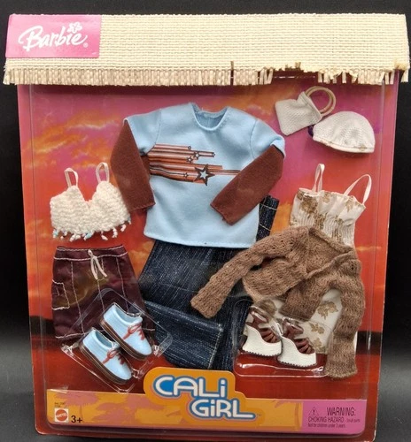 2004 Barbie Cali Girl 3 Outfits Set Barbie Ken Christie C7207 C7209 NRFB Mattel
