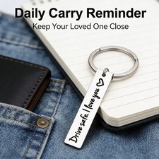 Rectangle Engraved Keychain Stainless Steel Couple Gift Car Key Accessory