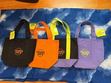  Trader Joe's Mini Canvas Tote Bag  Black, Orange, Yellow, Purple NWT