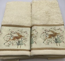 Vintage NOS Croscill Reindeer Finger Tip Towels Set of 4 - Cheri Blum?