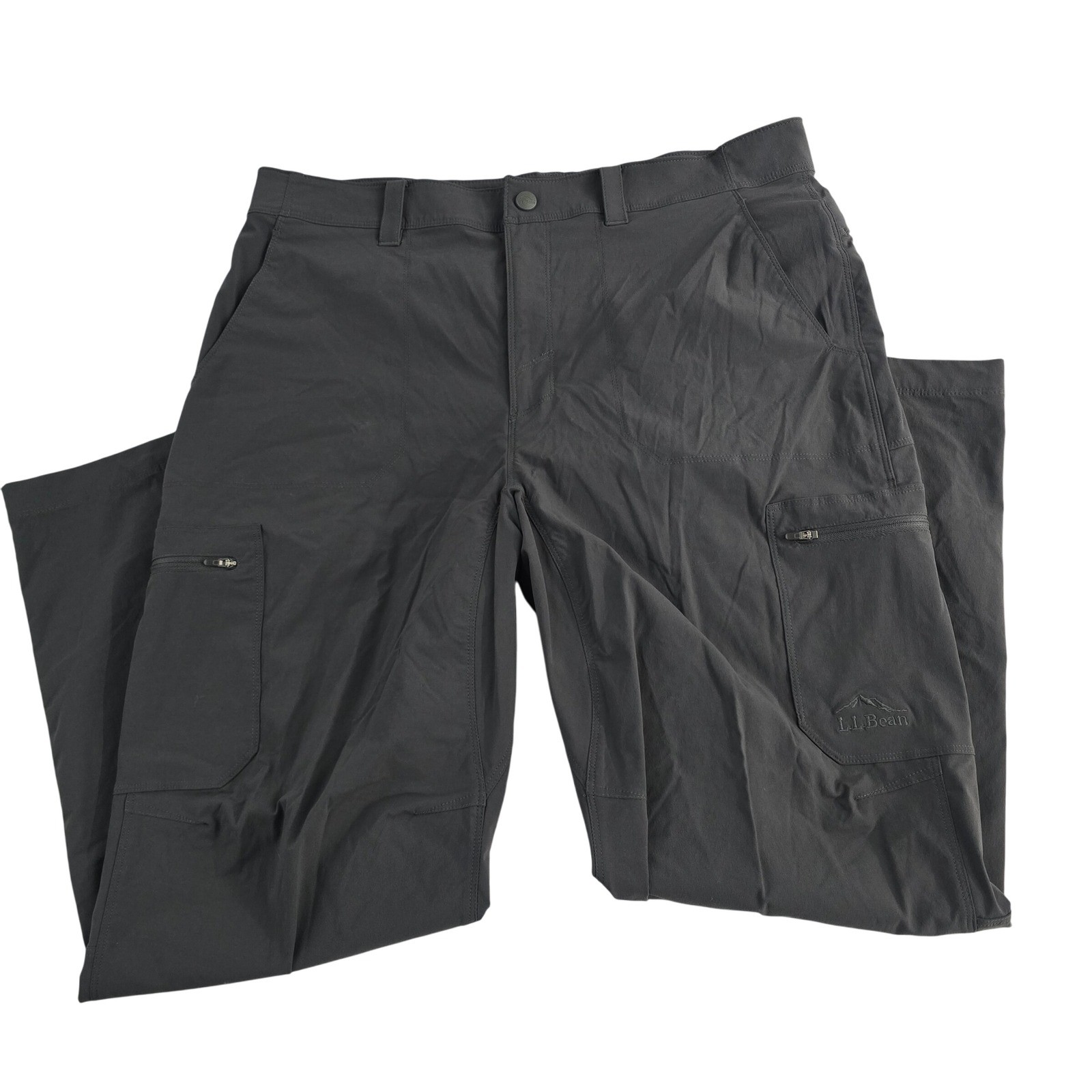 L.L.Bean Mens Gray Nylon Blend Cargo Pants Hiking Outdoor Travel Size 35x29