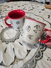 2 Peanuts Charlie Brown Snoopy Skating Winter Snow Gifts Mug Cup Speckled red — photo 2