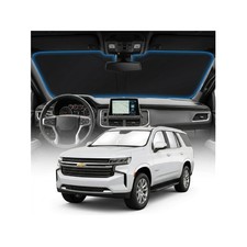 Windshield Sun Shade for Chevy Tahoe 2021-2026 Silver Foldable UV Heat Shield