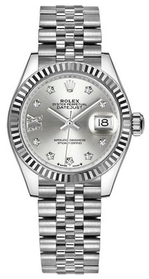 Rolex Lady-Datejust 279174 Diamond Silver Dial Jubilee Steel 28mm Women's Watch