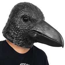 SANZHIGUO Raven Mask Black Crow Latex Animal Full Head Bird