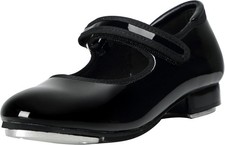 Linodes Easy Strap Tap Shoe Dance Flats for Girls and Boys Black