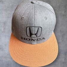 Vintage Honda Herringbone Snapback Hat Gray Tweed Style Tan Brim K-Products