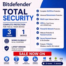 Bitdefender Total Security / 3 Years 1 Device / Windows,MAC,Android / Daily VPN