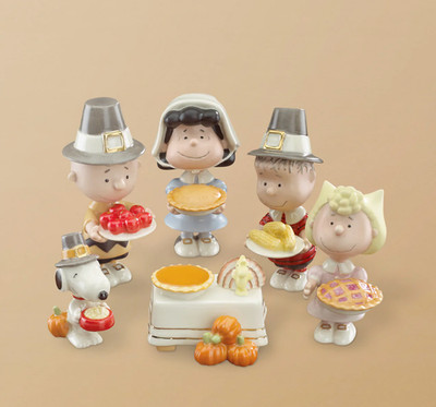 Lenox Peanuts Thanksgiving Figurine Set/6 New 841131 Snoopy Charlie Brown Linus