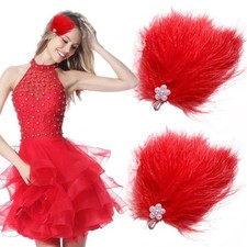 2 Pcs Feather Hair Clip Pearl Rhinestone Flowers for Women Hair Barrettes Acc...