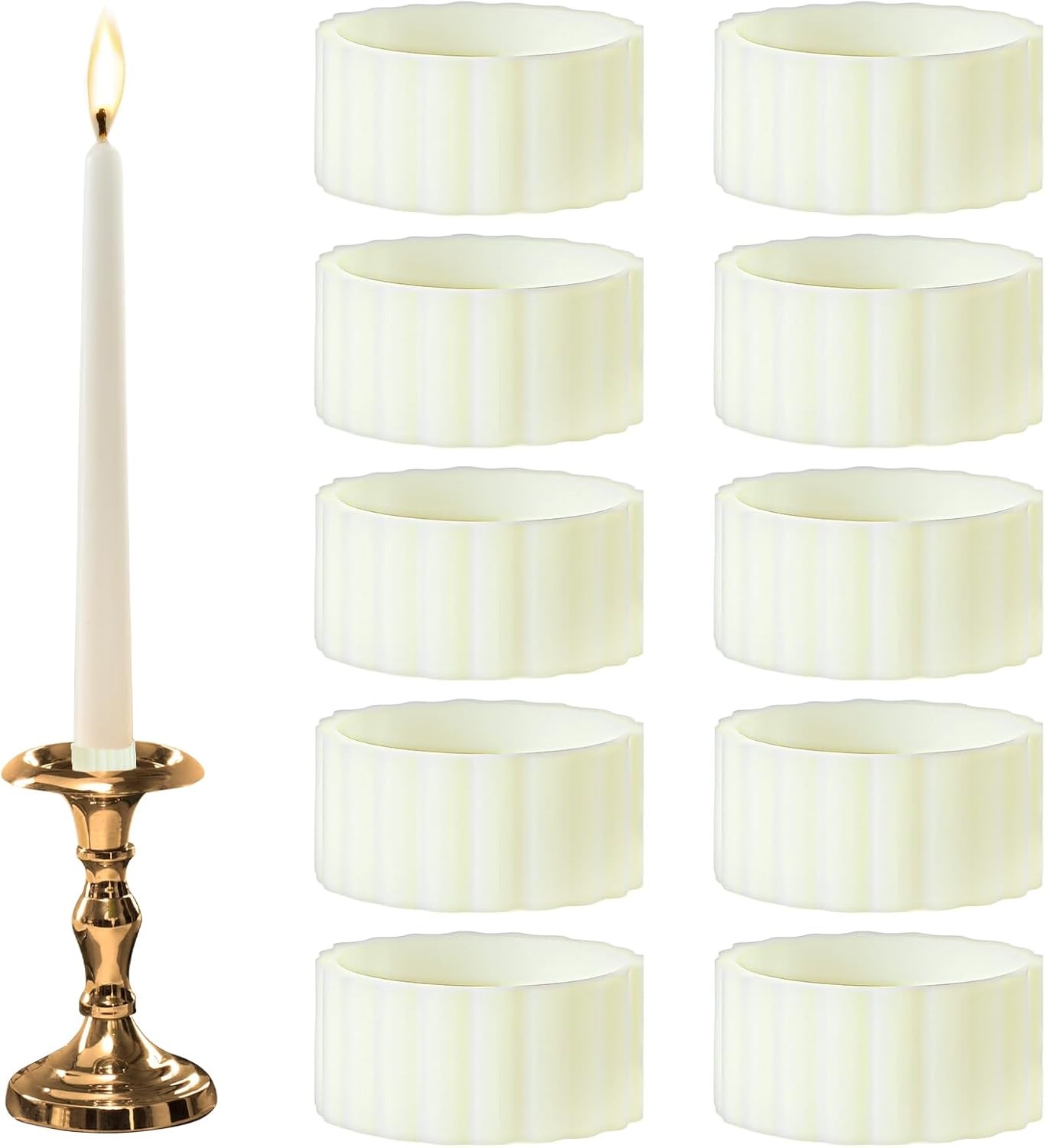 10 Pcs Candle Rings, Candle Drip Protectors Silicone Candles Grippers for Taper