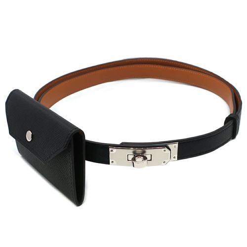 Maximum 30 000 yen   7 1  HERMES  Kelly Pocket Belt Waist Pouch Black Silver Har