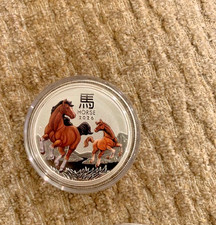 2026 50c Lunar Year of the Horse 1/2oz Silver Coloured Coin Perth Mint + capsule