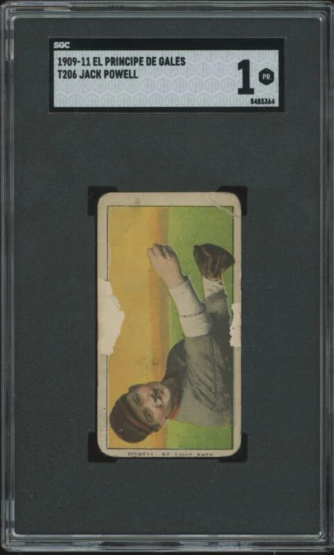 1909 T206 JACK POWELL POOR EPDG EL PRINCIPE DE GALES SGC 1 ST. LOUIS BROWNS
