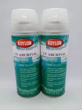 2 Krylon K01375000 Gallery Series UV Archival Varnish Aerosol Spray, Gloss,11 oz