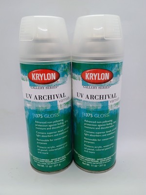 2 Krylon K01375000 Gallery Series UV Archival Varnish Aerosol Spray, Gloss,11 oz