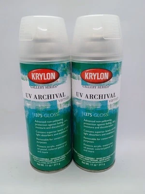 KYLON 2 Krylon K01375000 Gallery Series UV Archival Varnish Aerosol Spray, Gloss,11 oz