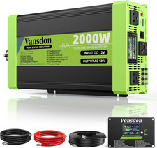 2000W Pure Sine Wave Inverter 12V DC to 120V AC Inverters for RV,Truck, Solar