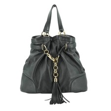 Borsa a mano Gucci Sienna in pelle nera con nappina
