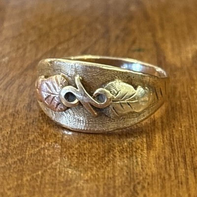 Vintage Black Hills Gold 12K 10K Gold Ring Gold Blätter FRÜHE MARKE Größe 5