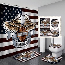 Harley Davidson Orange Shower Curtain Sets For Bathroom Decor Gift For Motor