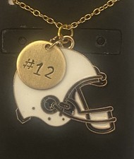 Personalized Football Helmet Necklace Choose a Letter or Number Charm 18 Chain