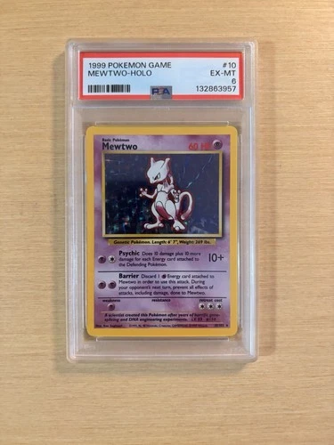 1999 Pokemon TCG Game Mewtwo HOLO Base Set 10/102 PSA 6