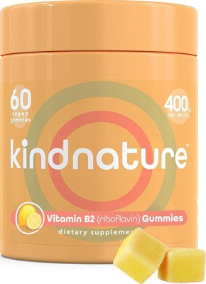 Kind Nature Vitamin B2 Gummies - Riboflavin 400mg Supplement for Kids and Adults