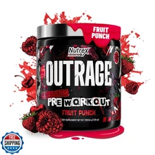 Outrage Ultra HIGH STIM Pre-Workout Powder for Men Fruit Punch | 400mg Caffei