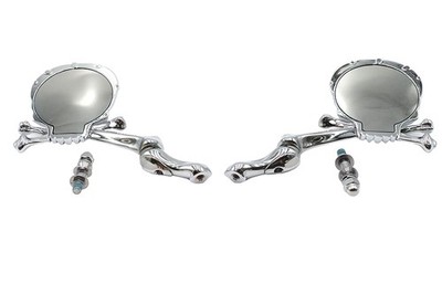 Skull Mirror Set with Bone Stem for Harley-Davidson
