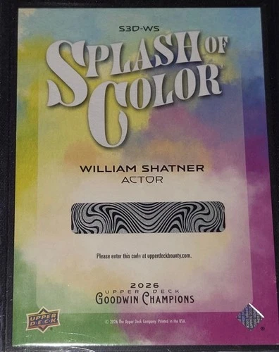 2026 UD GOODWIN CHAMPIONS SPLASH OF COLOR 3D LENTICULAR BOUNTY WILLIAM SHATNER
