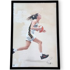 CAITLIN CLARK INDIANA FEVER LITHOGRAPH TONY SANTIAGO SIGNED 13X19 COA FRAMED