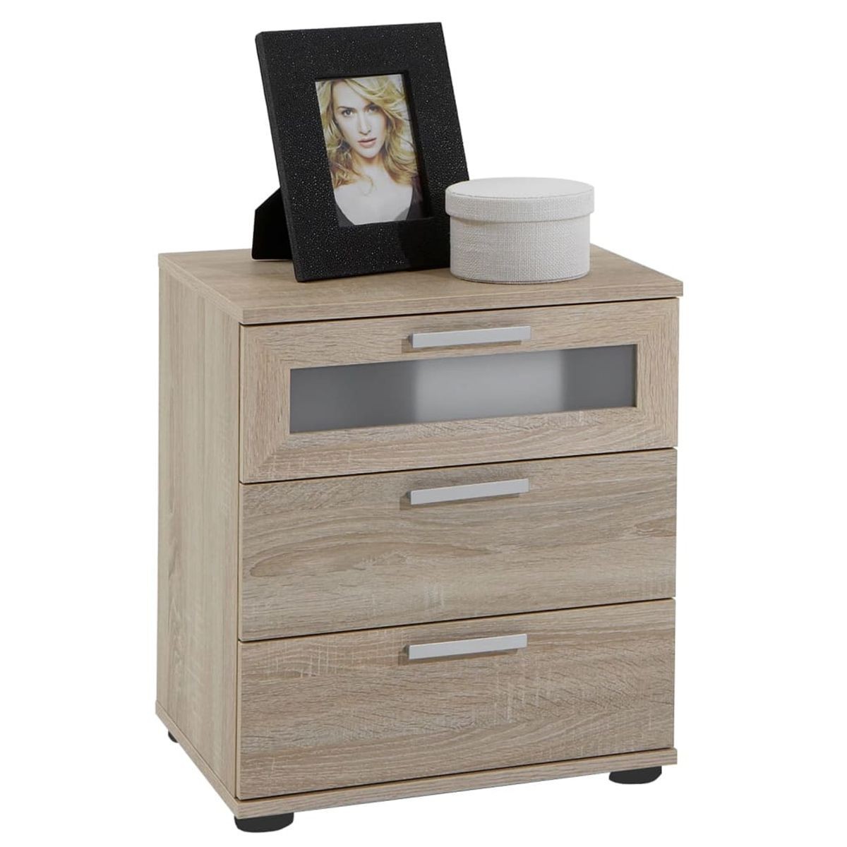 Table de Chevet 3 Tiroirs Vyza en Chêne 53cm