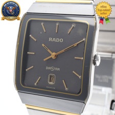  Exc5 Rado 129.0266.3 Diastar Quartz Black Dial 28mm Unisex Vintage Watch