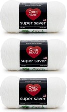 Red Heart Super Saver White Yarn 3 Pack 364 Yards