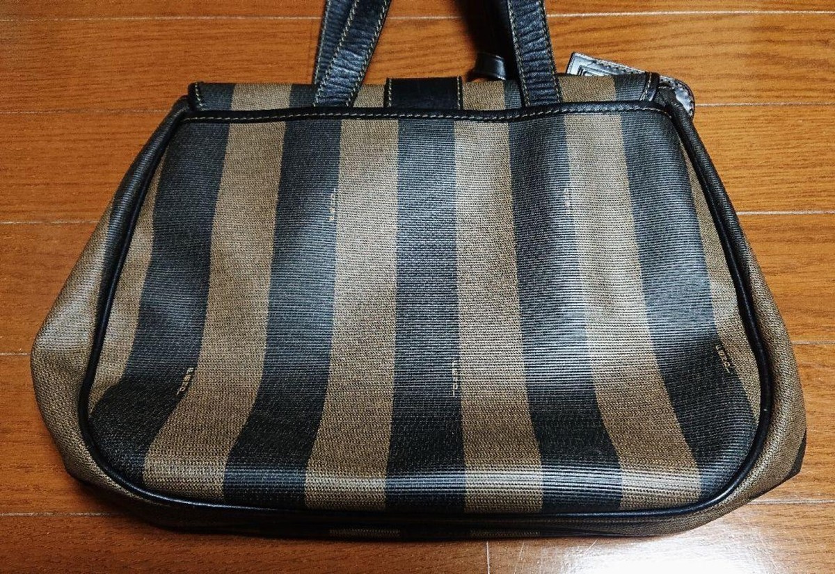 Fendi handbag Pecan FF logo PVC leather black x brown Fendi handbag Pecan FF logo PVC leather black x brown