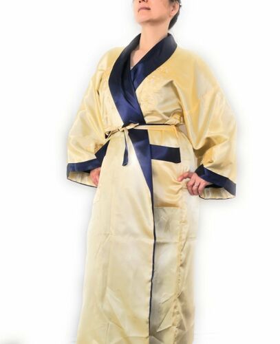 THY COLLECTIBLES Unisex Reversible Silk Satin Robe Kimono Relaxation Bathrobe... - Afbeelding 1 van 7