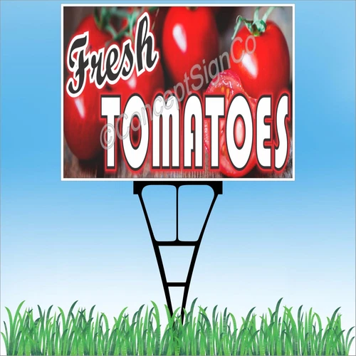 18"x24" FRESH TOMATOES Outdoor Yard Sign & Stake Sidewalk Lawn Market Farm Stand