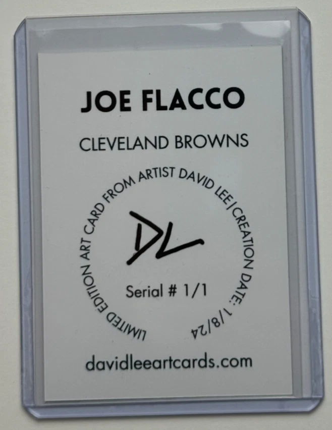 Tarjeta refractora Joe Flacco edición limitada firmada por artista "Cleveland Browns" 1/1 Foto 2 de 2