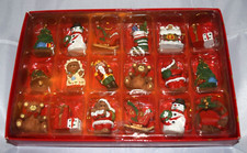 Set of 18 Miniature Winter Wonderland Hand Painted Christmas Ornaments Vintage