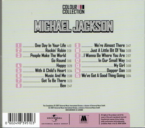 (CD) Michael Jackson - Colour Collection - Rockin' Robin, Ben, My Girl, u.v.a. - 第 2/2 張圖片
