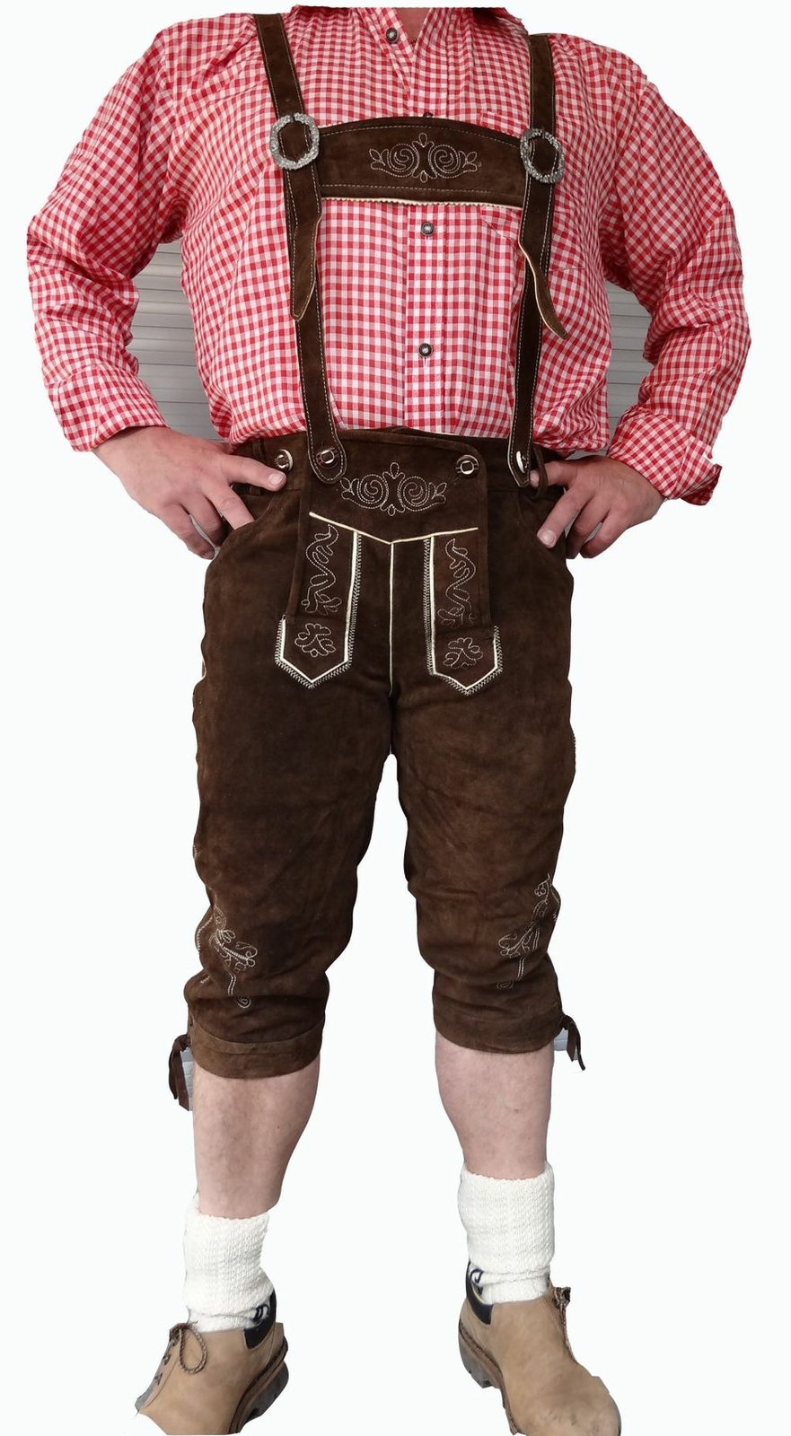 Oktoberfest Lederhose Herren Mit Träger | Kniebund Kunstleder Trachtenhose | Übergrößen Verfügbar