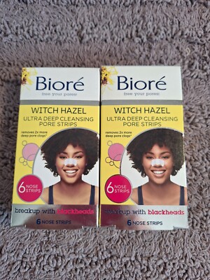 2) Bioré Witch Hazel Ultra Deep Cleansing Pore Strips 6 Pack Blackheads
