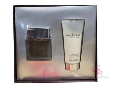 EUPHORIA MEN by Calvin Klein Cologne - 2 PC Set - 1.7oz EDT Spray + 3.4oz ASB