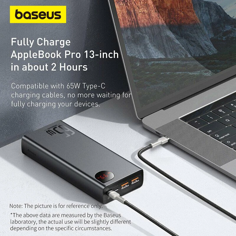 Baseus 65W Power Bank Tragbares Ladegerät Batterie Für Macbook iPhone Samsung - Bild 2 von 4