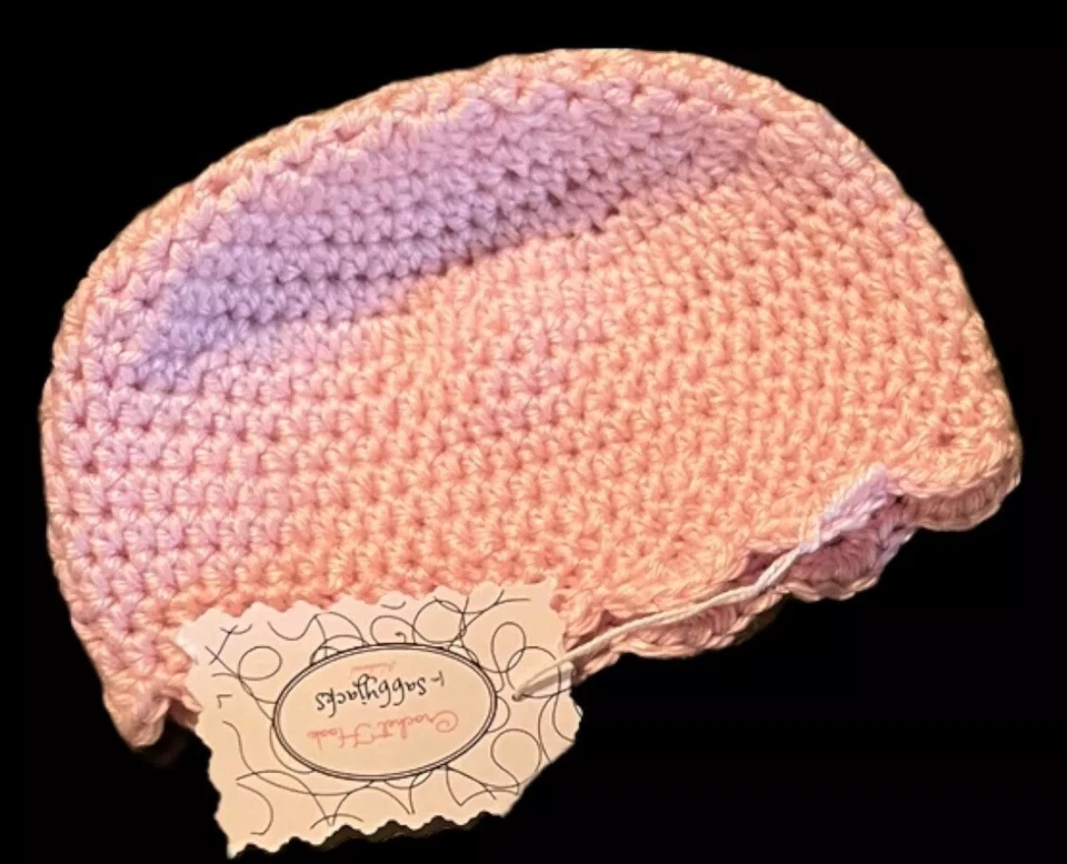 Chapéu gorro de malha de crochê rosa bebê meninas recém-nascidos até 3 meses botas de malha branca - Imagem 2 de 4